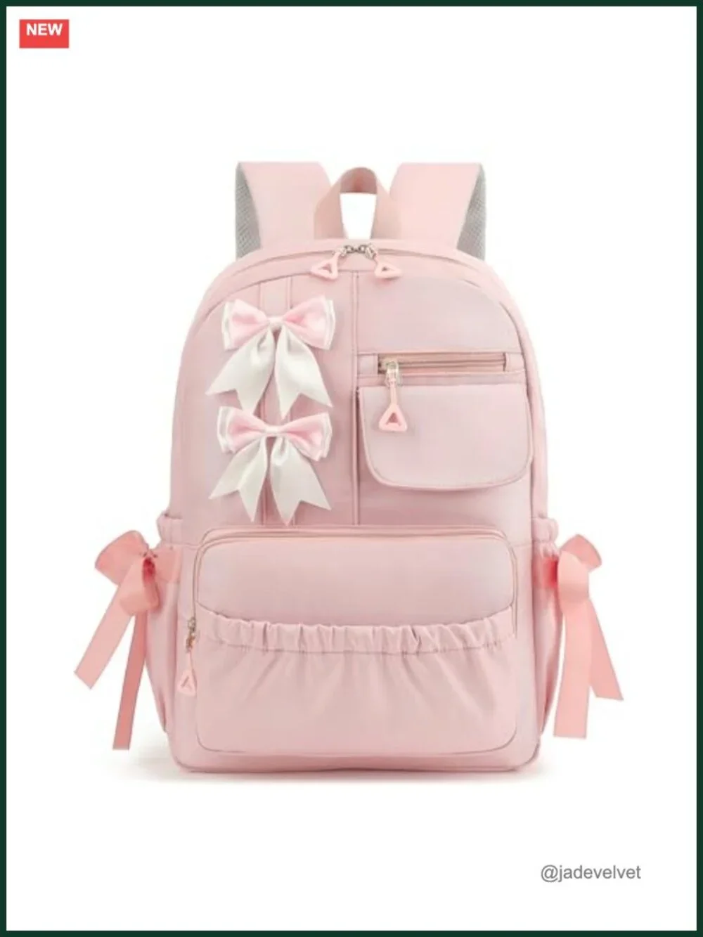 Girls Kawaii Bow Backpack - Elementary School Bookbag with Multiple Pockets